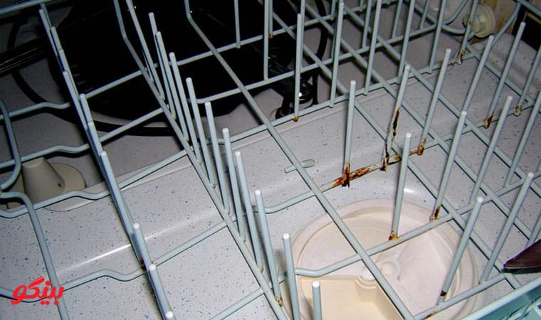علت زنگ زدن سبد ماشین ظرف‌شویی
